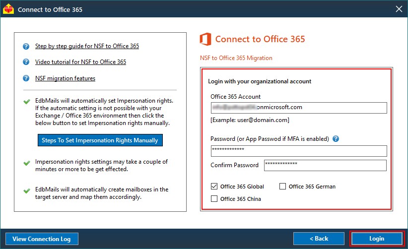 EDBmails Lotus Notes to Office 365
